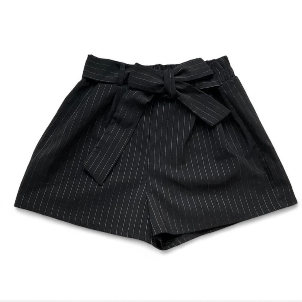 Fashion Nova Black Pinstripe High Waist Shorts